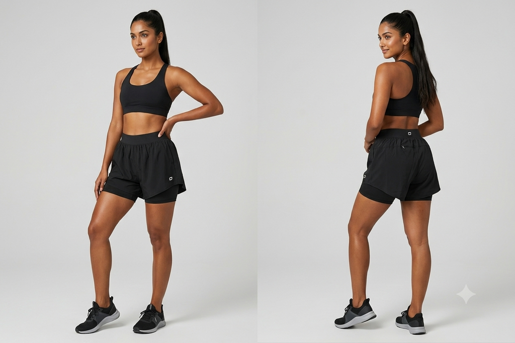 GoBuddy Women's Shorts with Tights — Black / Black